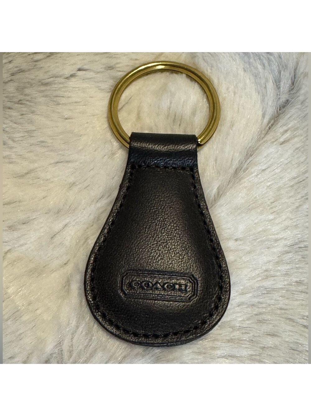 Coach - Black Leather Key Chain Fob - VINTAGE - EXCELLENT CONDITION